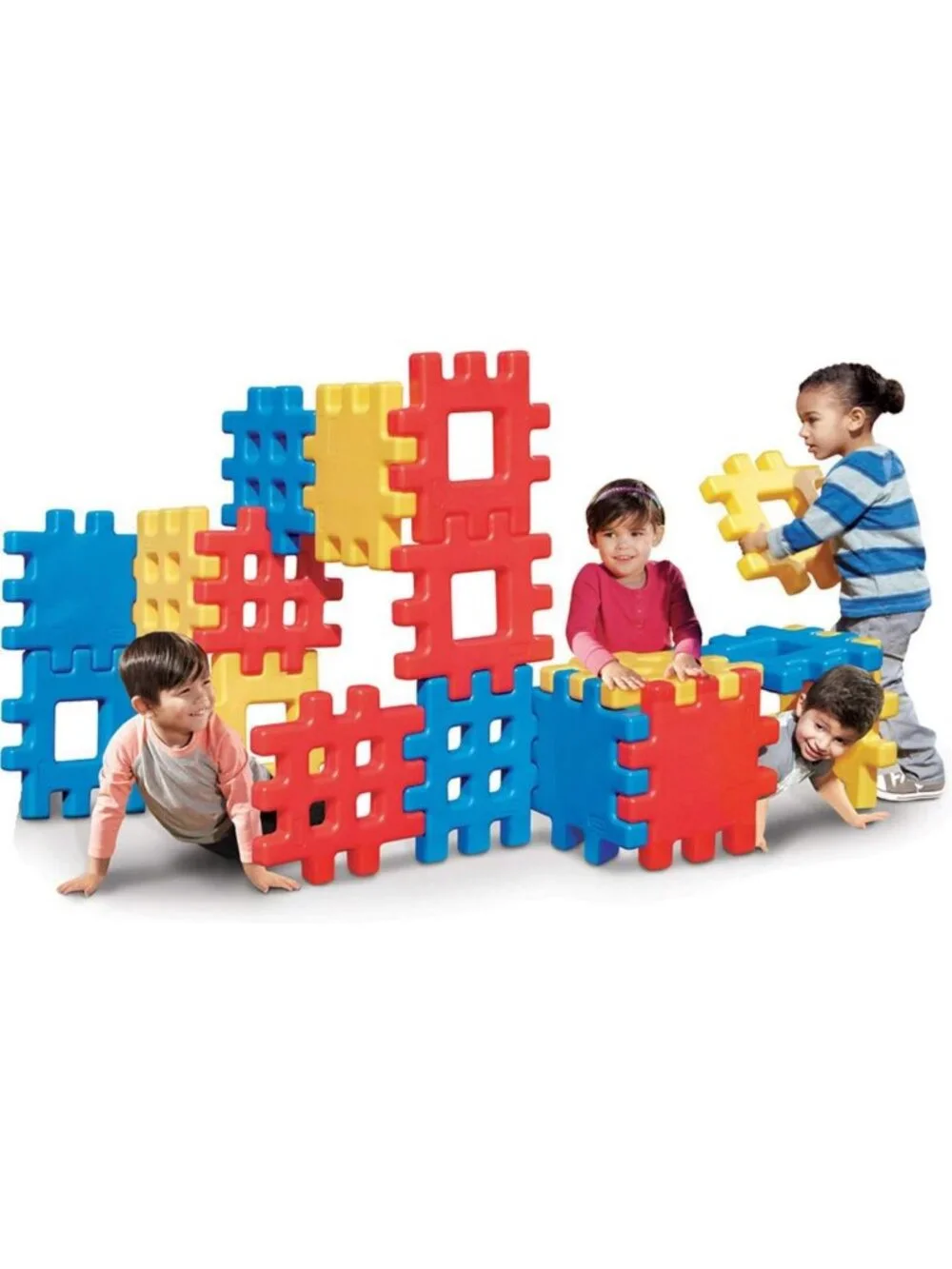 Colorful Big Waffle Block Set - 18 Pieces for Creative Building Fun